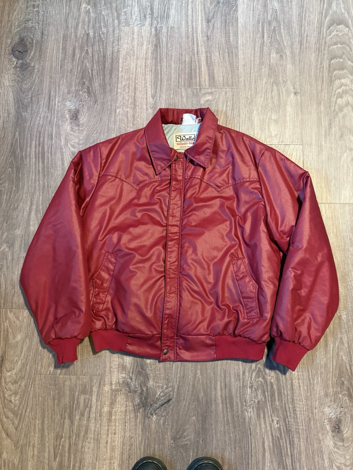 80s Vtg Walls Blizzard Pruf Red Zip Up Puffer Jacket Size Xl Lined Interior