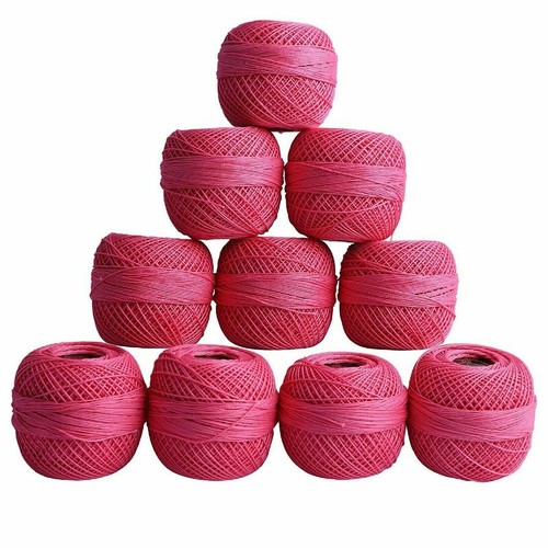 Red Rose Pink Cotton Crochet Thread Knitting Mercerized Yarn Lot of 10 ...