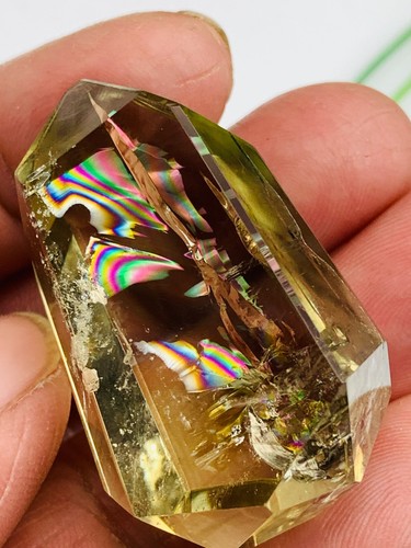 Top 32g gema diamante citrino brasileño arco iris cristal, corte a mano brillo faceta bola - Imagen 13 de 21