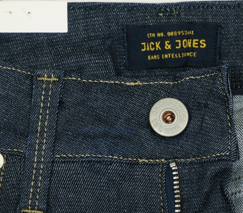 Jack & Jones LIAM Low Rise Skinny Fit Supper Skinny Knee Dark Denim Jeans 32 L30 - Picture 5 of 14
