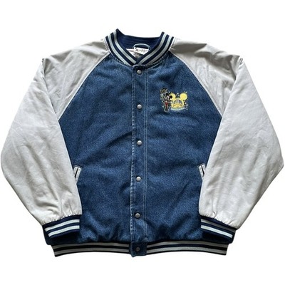 Vintage Disney World Jacke Large Herren Denim Varsity bestickt 90er 00er selten