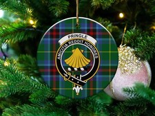 Pringle Clan Scottish Tartan Crest Ceramic Ornament