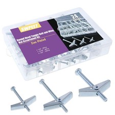 Swpeet Assorted 24 Pcs Toggle Bolt and 1/8 inch, 3/16 1/4 Silver