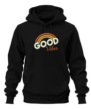 Good Vibes Retro Rainbow Vintage 70s Hippie Boho Summer Unisex Hoodie K