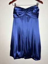 Nordstrom Xscape Short Strapless Satin Cocktail Dress Navy Blue, Size 10