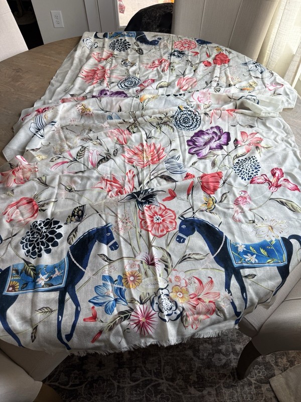 Gucci Cashmere Wrap Scarf With Horses