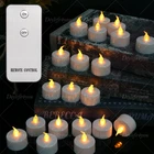 24x FLAMELESS Flickering LED Tea Lights Votive Candles Remote Control Wedding