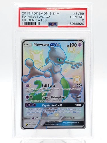MEWTWO GX 2019 POKEMON HIDDEN FATES FULL ART #SV59 PSA 10 Q0895
