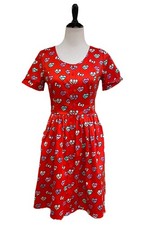 ModCloth Hello Kitty Red Conversation Hearts Short Sleeve Fit & Flair Dress, 6