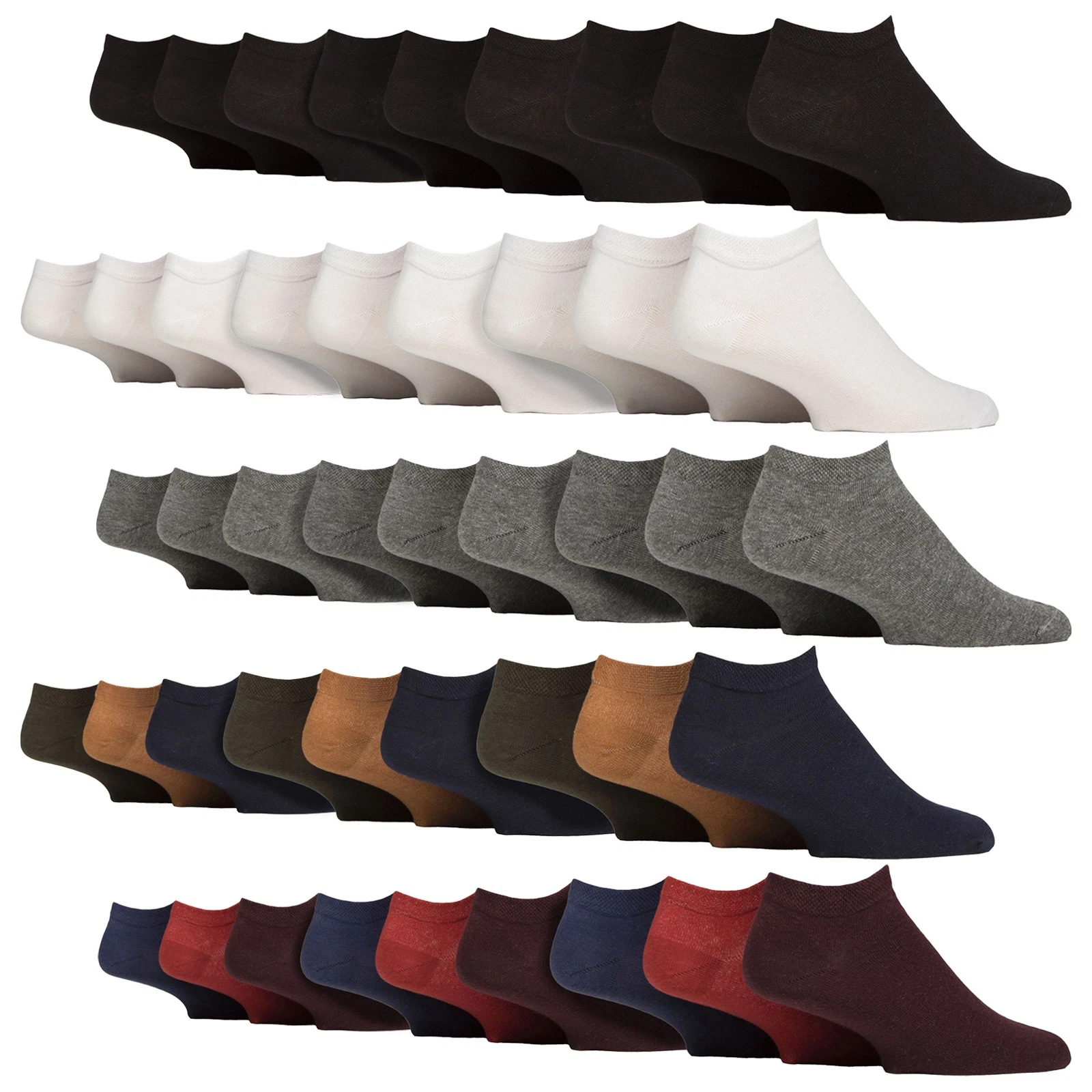 Mens Extra Wide Trainer Diabetic Socks by IOMI , 9 Pack Cotton Non Elastic Socks