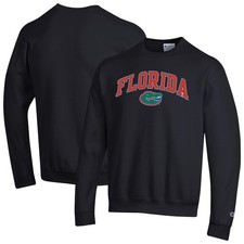 Men's-Champion Black Florida Gators Arch Over Logo Pullover Sweatshirt
