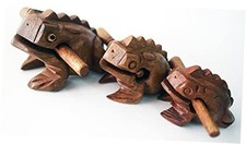 Guiro Percussion Musical Instruments Wooden 3 Piece, Set of 3 Natural Wood