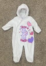 Vintage Care Bears Bunting One Piece Outfit 12 Months Pink Purple Embroidered