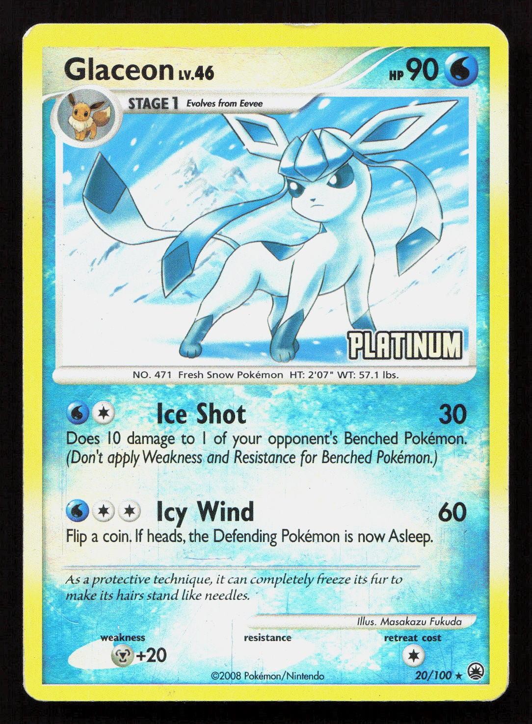 GLACEON 020/100 Pokemon BURGER KING Reverse Holo