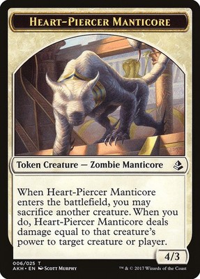 4x Heart-Piercer Manticore Token / Warrior Token - NM/LP - Amonkhet