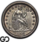 1849 Seated Liberty Dime, Beautiful Gem BU++, Scarce This Nice!