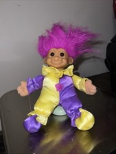 Vtg 90' Russ Berrie  Co, Inc. Troll Clown Doll Plush Soft Body