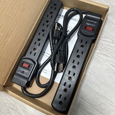 2pack Amazon Basics Surge Protector Power Strip, 6-Outlet with 200J 2 , Black