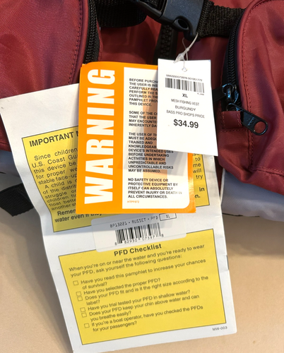 Bass Pro Shops Mesh Fishing Vest which is also a Life Jacket! NWT size XL - Picture 2 of 4