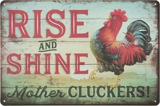 Rustic Metal Sign Farm Fresh Eggs Chicken Aluminum Sign 8x12 Funny