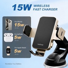 15W Qi Magnetic Wireless Car Phone Charger Auto-Clamping Car Charger Stand