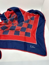 Vintage ECHO Red Geometric Silk Scarf 23"/ 22.5  EC