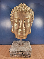 Buddhakopf Stein Statue  Gold - Buddha Torso Dekoration auf Sockel 36cm