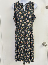 Ann Taylor Loft Petite Women's Sleeveless Dark Green Floral Tunic Dress Size L