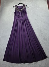 Forever Maxi Dress Womens M Purple Beaded Neck Sleeveless Fit & Flare Formal