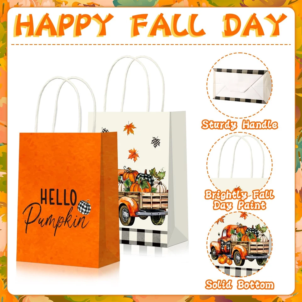 36 Piezas Acción de Gracias Otoño Fiesta Favores Regalos Artículos Bolsas A Granel Blanco y Naranja... Foto 4 de 4
