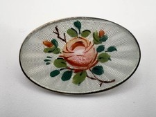 David Andersen Sterling Silver Guilloche Enamel Rose Brooch