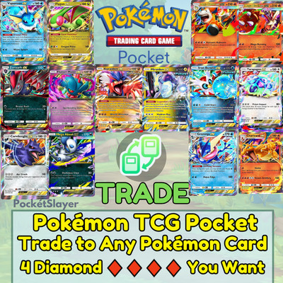 where can you trade pokemon cards near me Pokemon TCG Pocket Trading Trade any 4 Diamond Card Pokemon eX 🔶🔶🔶🔶 you  want