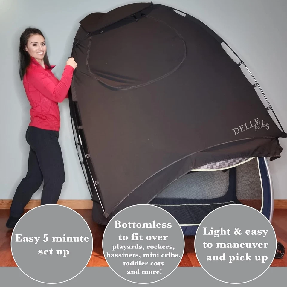 Slumber Pod Blackout Tent for Pack and Play – Portable Baby Sleep Pod Crib Cover - Image 3 of 4