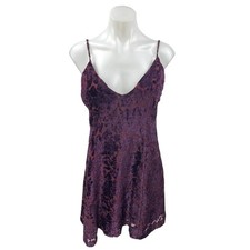 Nasty Gal After Party Purple Floral Velvet Sleeveless Camisole Mini Tank Dress S