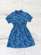 Hayden Dress Blue Floral Mock Neck Smocked A Line Women S Boho Cottagecore Rush