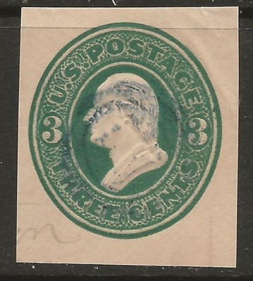 U.S. Postal Stationary 1874. 3C George Washington. Cut Square. Used