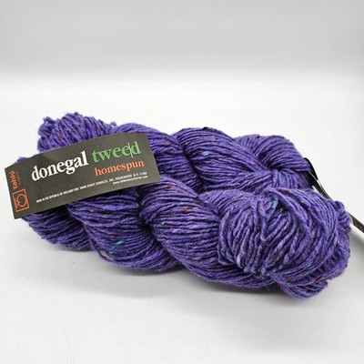 2 Tahki Donegal Tweed Homespun 100% Pure New Wool Purple #896 Yarn Hanks Ireland