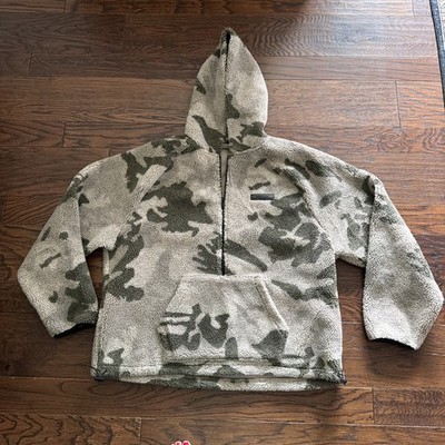 Fear Of God Essentials Jacket Men's L Camo Half Zip Sherpa Polar
