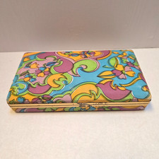 Vintage Mele Floral Jewelry Box 1960s Clamshell Hard Travel Case