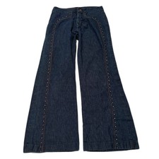 Vintage 70s Talon Zipper Bell Bottom Jeans Studded Denim Western Flare 28