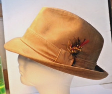 Vintage Men  s SUEDE LEATHER FEDORA Hat Size 7 1/8" brand has been removed 