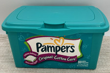 EMPTY Pampers Baby Wipes Dispenser Container Tup Green NO WIPES INCLUDED