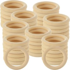 50PCS 3 inch Wooden Rings for Crafts Unfinished Wood Rings 70mm Wooden Rings ...