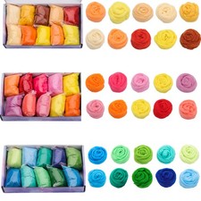 Needle Felting Wool 10 Colors Wool Roving for Needle Felting Nature Wool Yarn