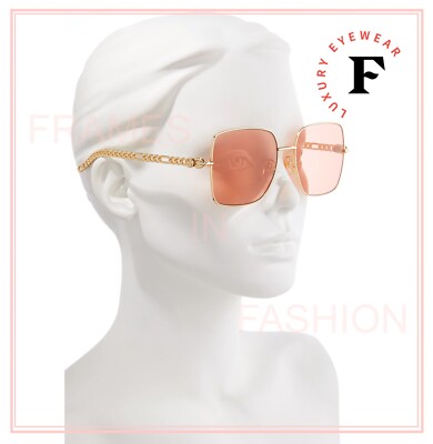 GUCCI GG0724S CHAIN 0724 Gold Orange Detachable Heart Pedant