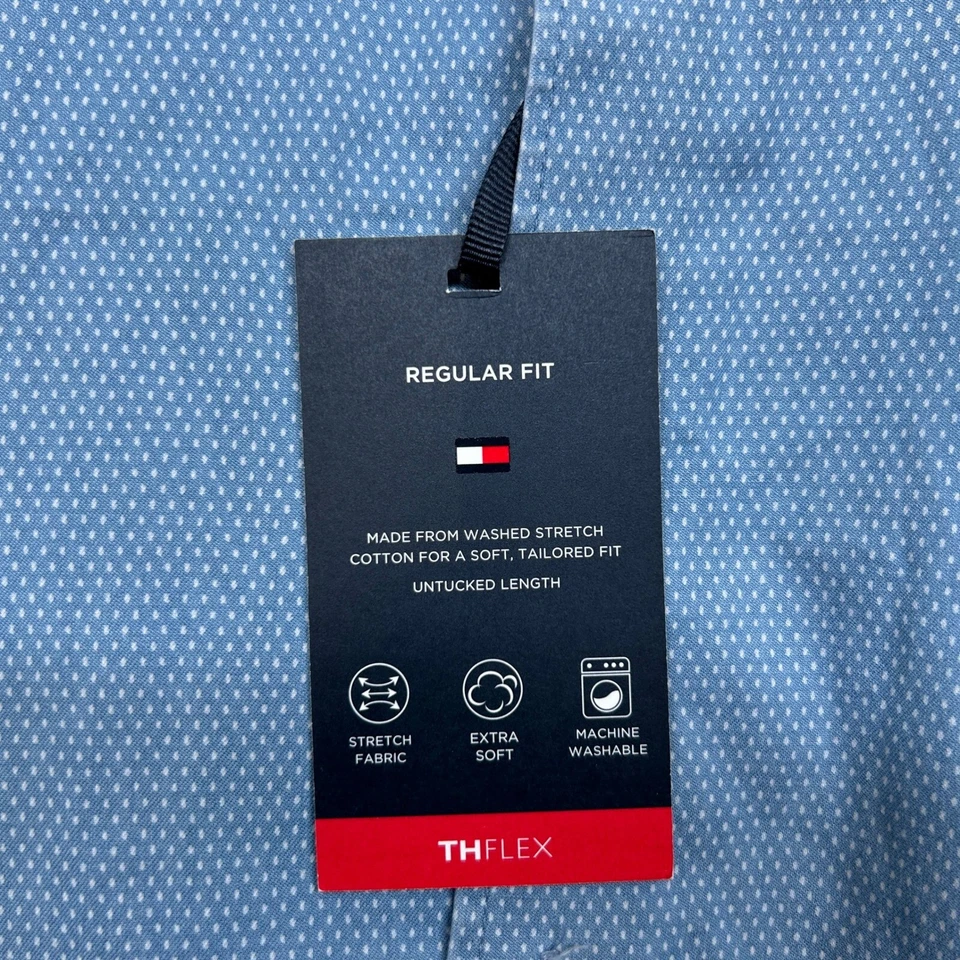 Camisa de vestir Tommy Hilfiger para hombre pequeña 14-14,5 azul lavado claro sin esconder NUEVA Foto 4 de 4