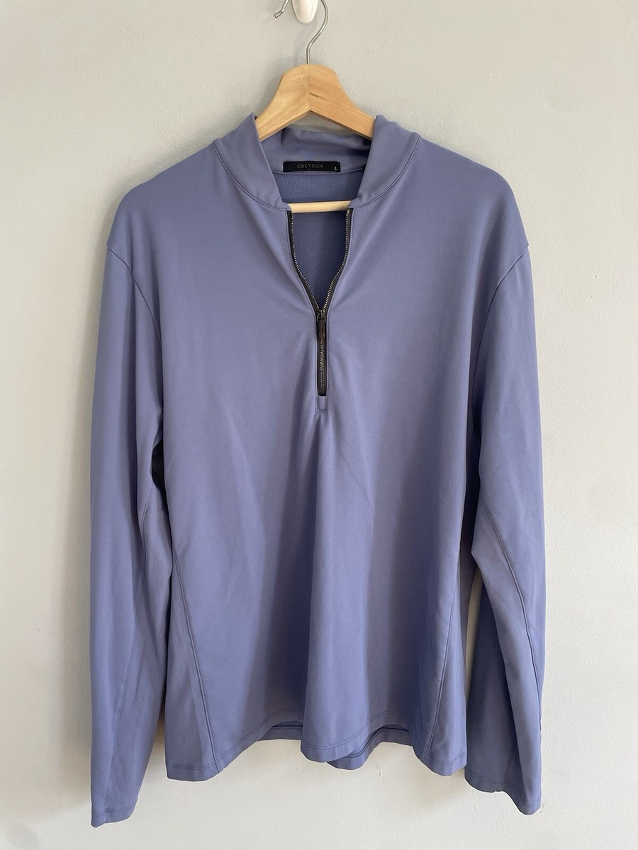 Greyson Men's 1/4 Zip Fleece Lined Collarless Pullover Golf Blue L