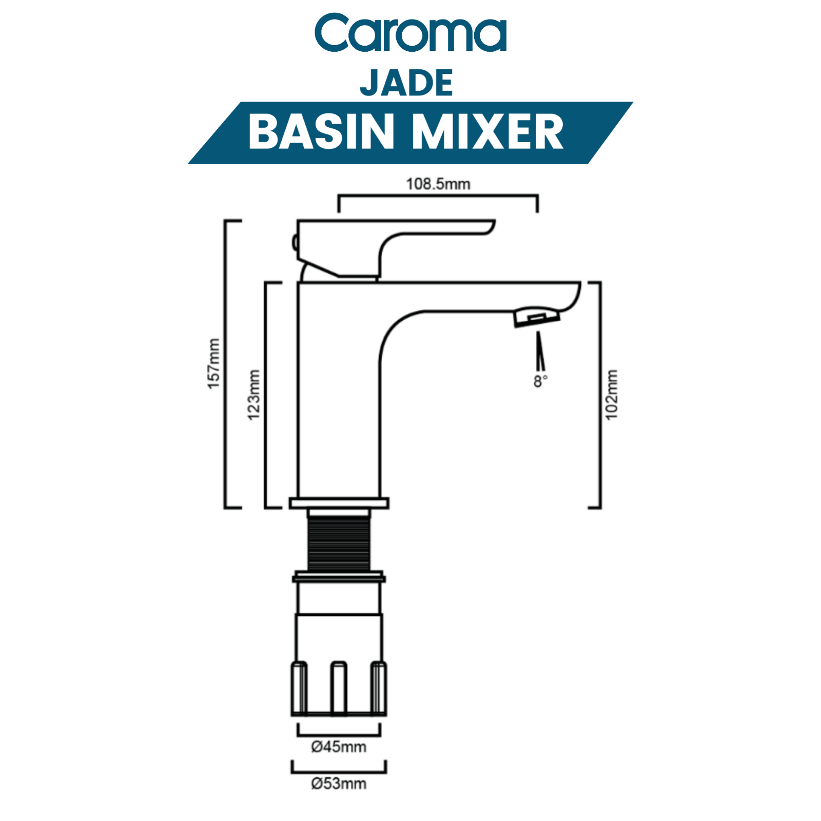 Caroma Jade Genuine Basin Mixer Chrome 98682C5A 6Star Water Rating eBay