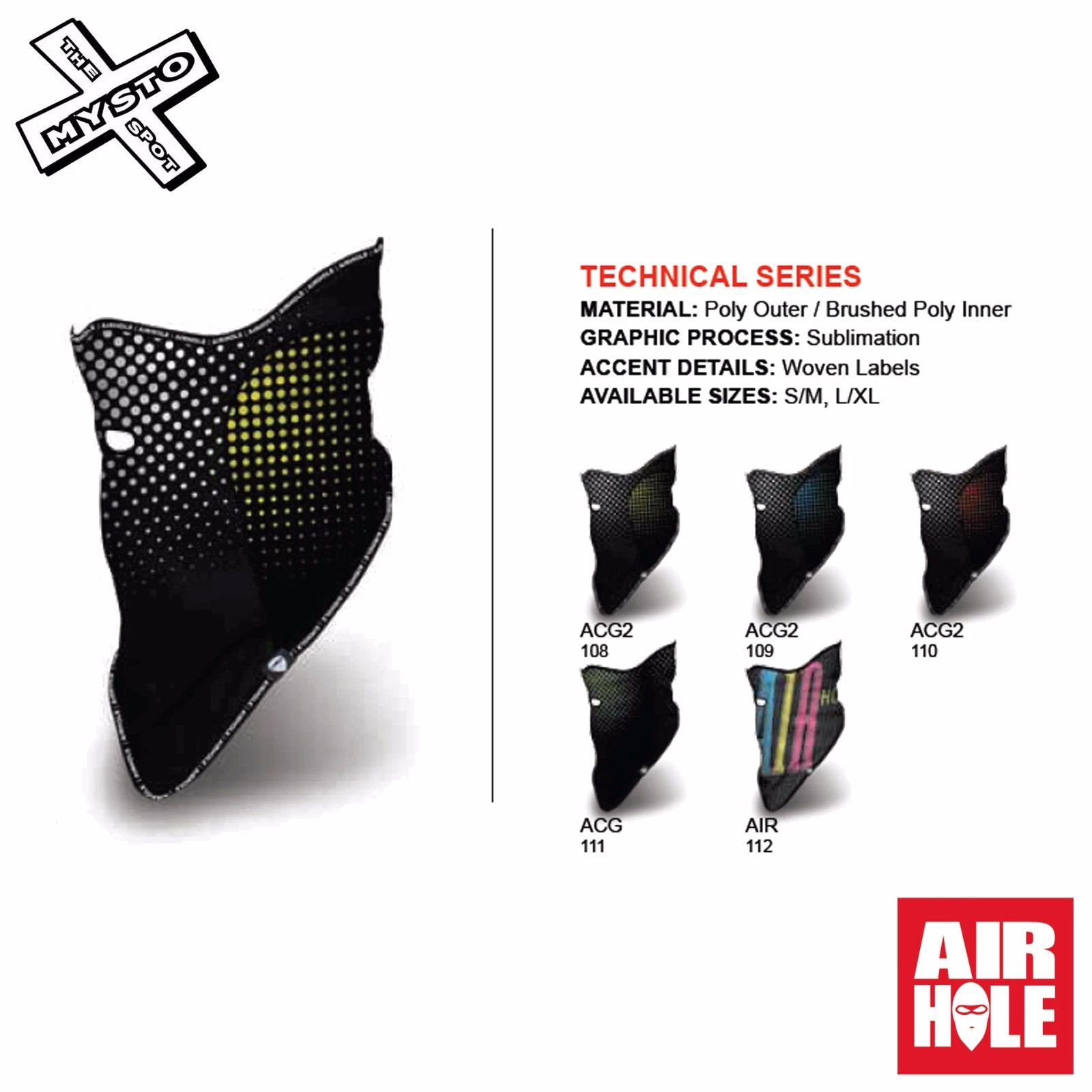 AIRHOLE FACE MASK TECHNICAL SERIES AIR TECH BALACLAVA S/M HEADWEAR HAT HOOD BNWT