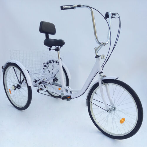 24" 3 Räder Dreirad Erwachsene 24"Zoll Senioren Dreirad 6 Gang 3-Rad Bike + Korb - Bild 13 von 24